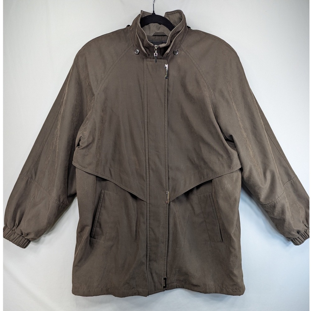 Fleet Street Ltd Mens Taupe Brown Mock Neck Storm‎ Flap Lightweight Jacket Large